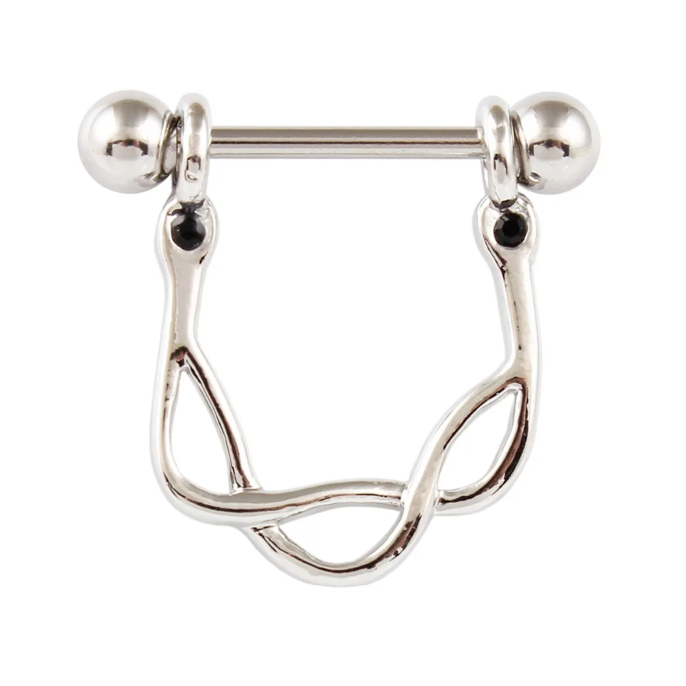 

Fashion Snake with black eyes Nipple ring body piercing jewelry Nickel-free 316L surgical steel pair