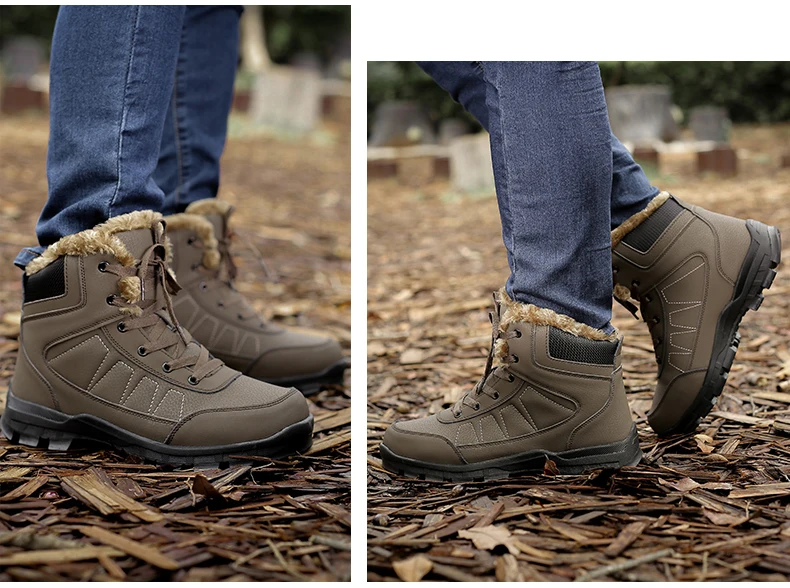 Mens Ankle Boots' Casual Military Snow Boots Men Waterproof Black Winter Boots Men Shoes Warm Fur Snow Boots' Mens Large Size 47 (12)