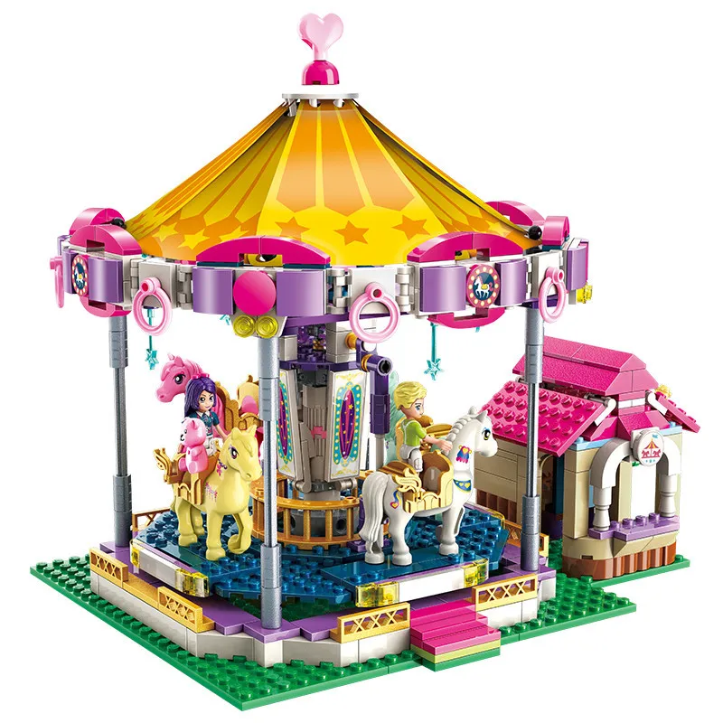 

2016 646P Fire Princess Carousel Constructor Model Kit Blocks Compatible LEGO Bricks Toys for Boys Girls Children Modeling