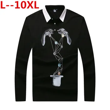 

Plus 10XL 9XL 8XL Polo Shirt Men Long Sleeve 2018 Casual Cotton Fashion Polo Shirt Men Big Size 5xl 4XL Slim White BlackTee Tops