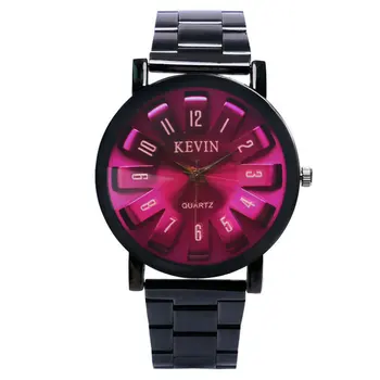 

KEVIN Watches Women Luxury Purple/Red Quartz-watch Fashion Casual Clock Full Black Stainless Steel Band Ladies Relogio Feminino
