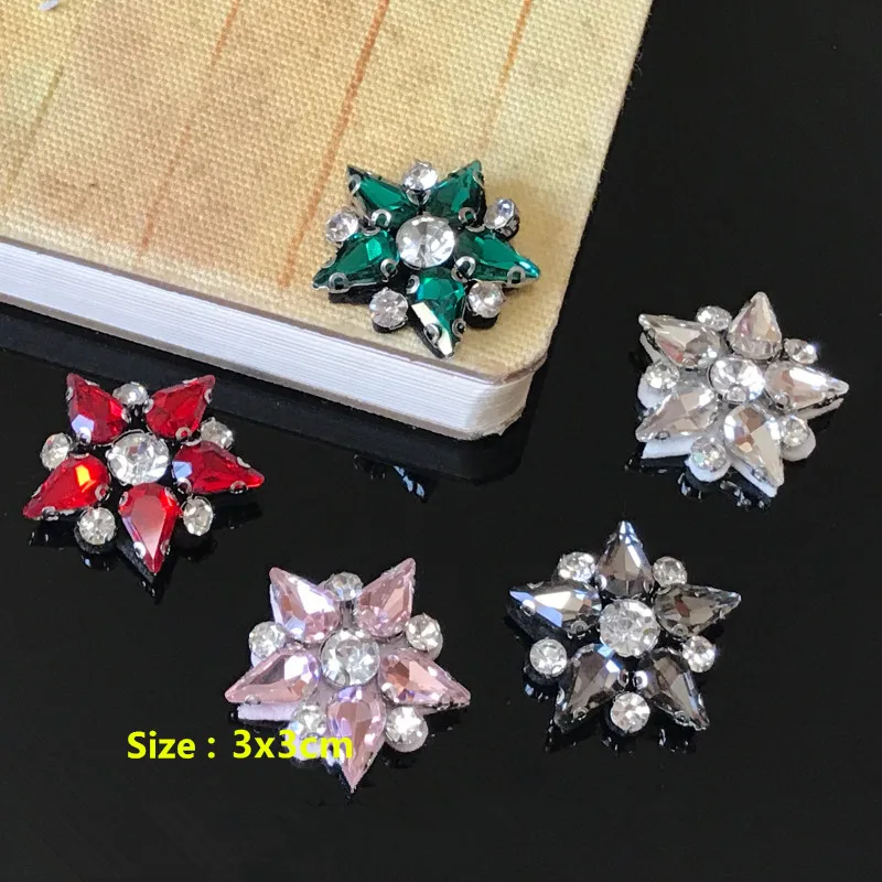 10 pieces Red Green Pink Star bead applique patch Sew On Patch vintage Patch cloth silk