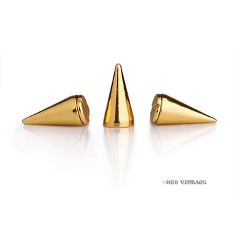 

50pc Metal Punk Spikes Gothic Cone Stud Screwback Medium 5/8'' Gold