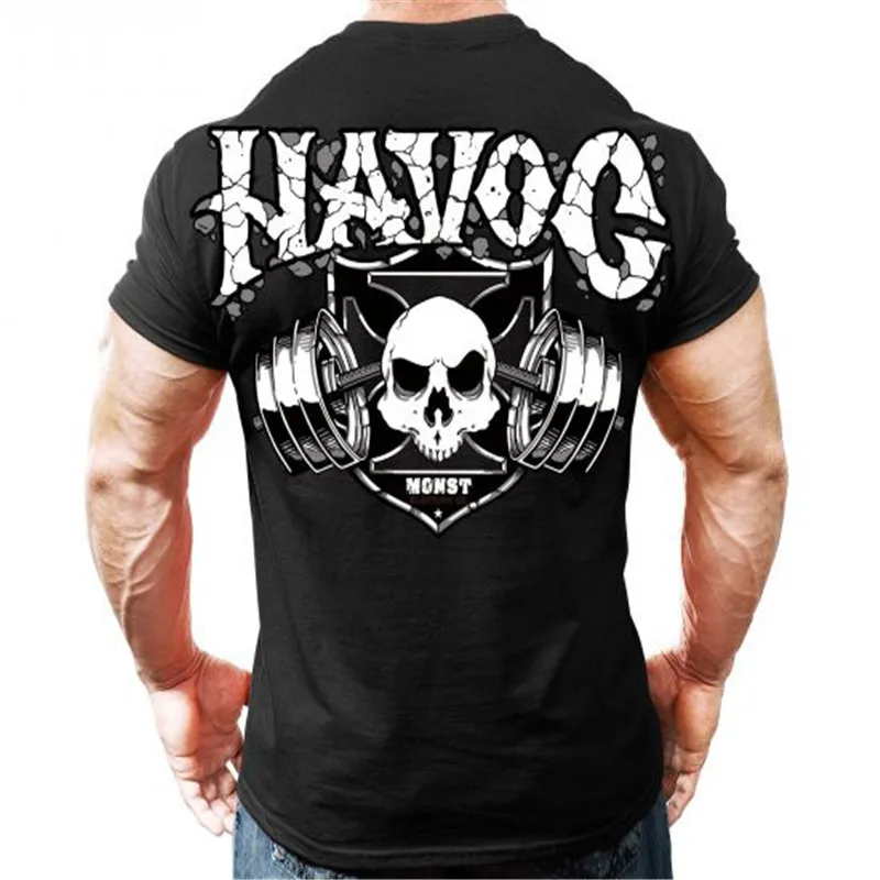 

2018 new Men's Stretch Fitness Bodybuilding T-Shirt Letters Printing CrossfitsStreetwear Workout Slim Gyms Short Sleeve Tee Tops