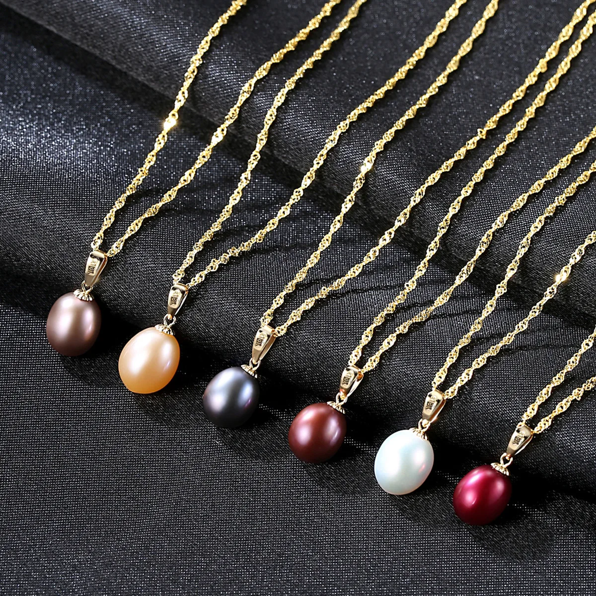 

S925 Silver Necklace With Natural Freshwater Pearl Pendant and Gold Hanging jewerly