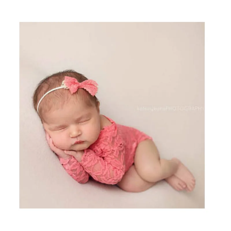2pcs,Baby Vintage Pink Ruffles Diaper Cover And Headband Set Newborn Photo Prop 