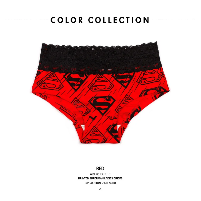 Принт Супермена красного цвета, нижнее белье для пар, трусы для влюбленных, нижнее белье для женщин, сексуальное модное нижнее белье, мужские боксеры, шорты - Цвет: W603-03 Women