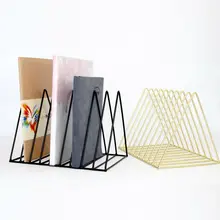 Newspaper Holder Book Stand Iron Geometry Bookshelf Classic Magazine Organizer Office Stationery Organizer Book Storage Rack 3 tier ladder bookshelf wood ladders standing shelves bookcase storage stand newspaper and magazine racks