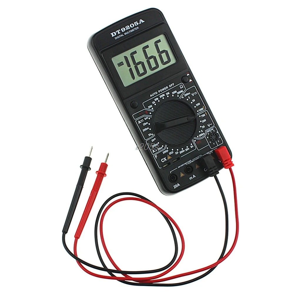 DT9205A Цифровой мультиметр AC/DC Вольтметр Амперметр Сопротивление измеритель