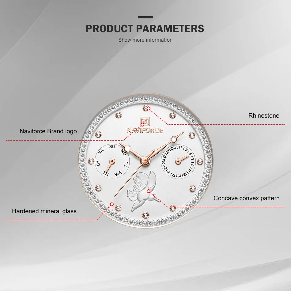 Naviforce, новые женские часы, кожаный браслет со стразами, наручные часы, женские модные часы, женские аналоговые кварцевые часы, подарки