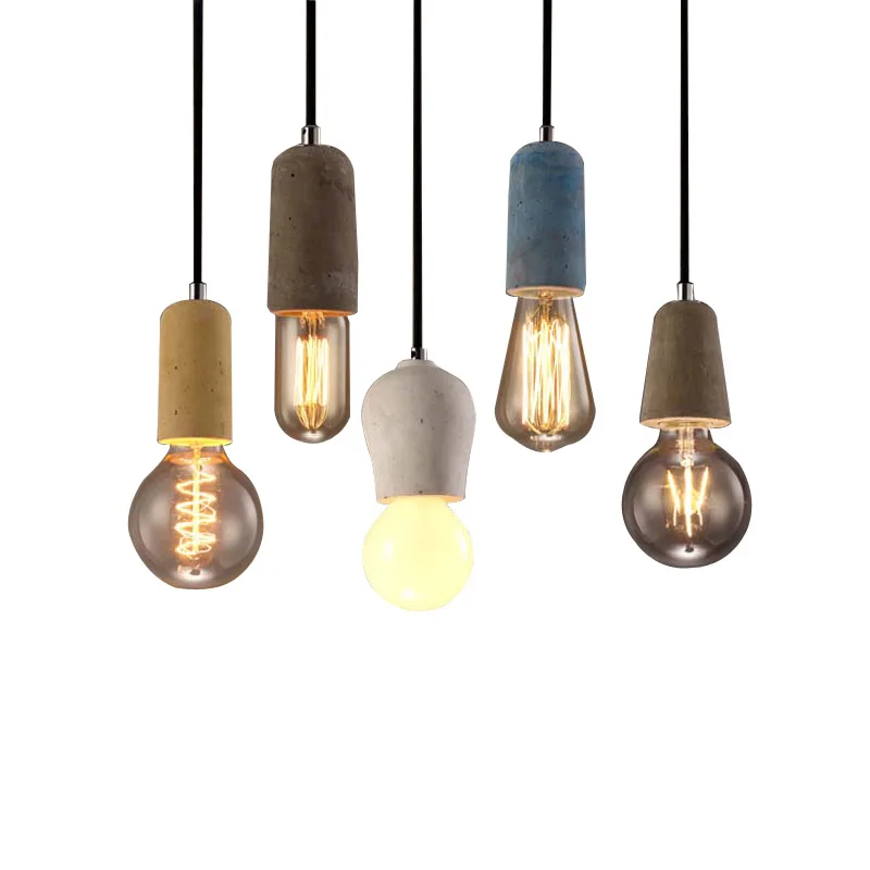 Post Modern Concrete Pendant Light Vintage Cement Hanging Pendant Lamp Contemporary Loft Suspension Lamp Holder Socket Lighting Fixture Home Light (13)