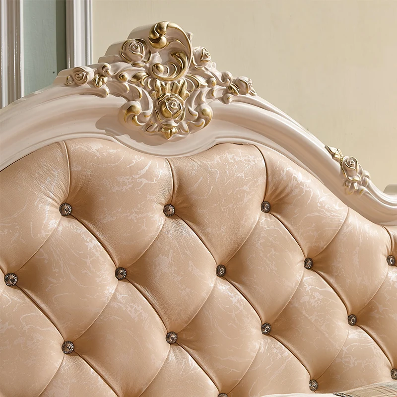 luxury European and American style 1.5m Leather Bed, European Style Single Bed, Double Bed, Princess Bed