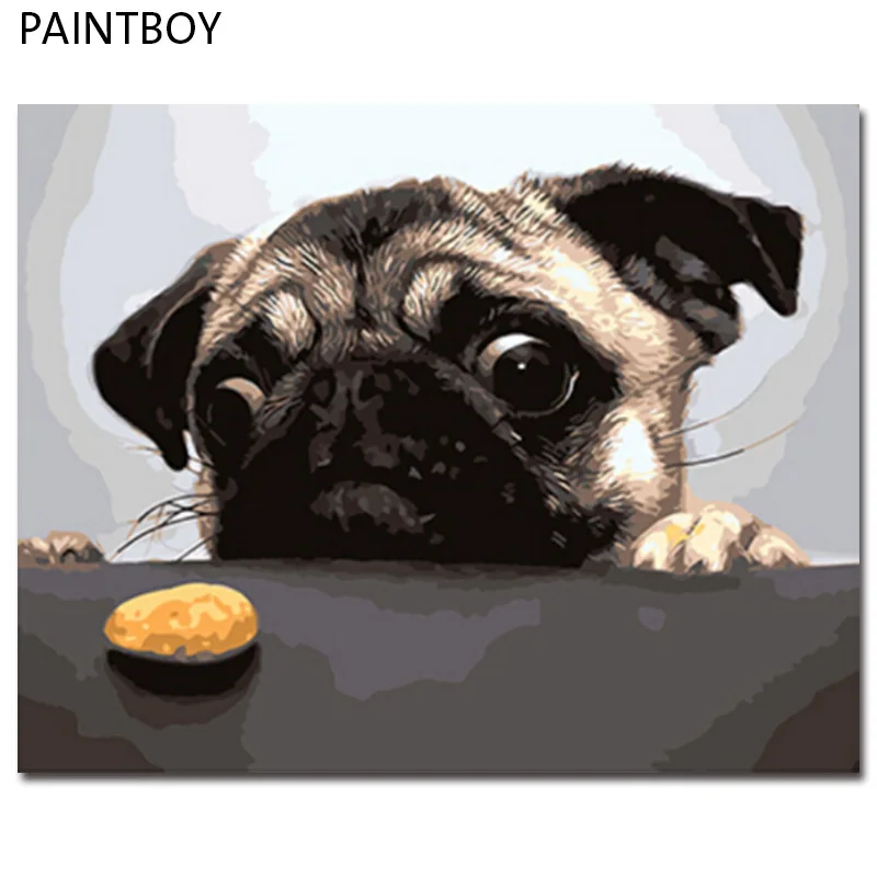 

PAINTBOY Framed Pictures DIY Oil Painting By Numbers Of Dog Painting&Calligraphy Home Decoration For Living Room 40*50cm GX8765