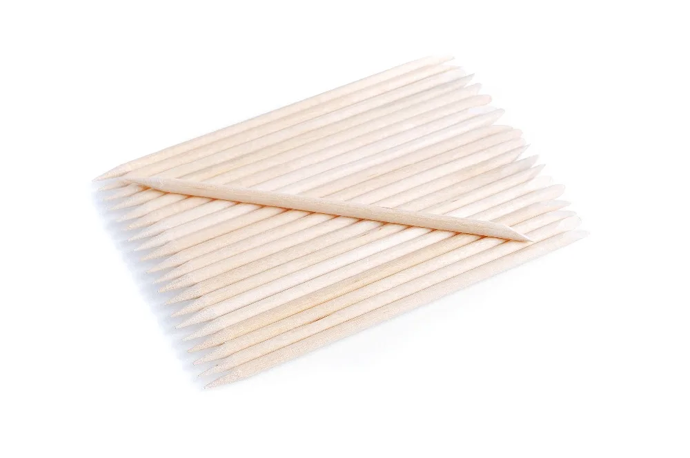 100pcs Orange Sticks Cuticle Pusher Cuticle Remover For Nail Art Care