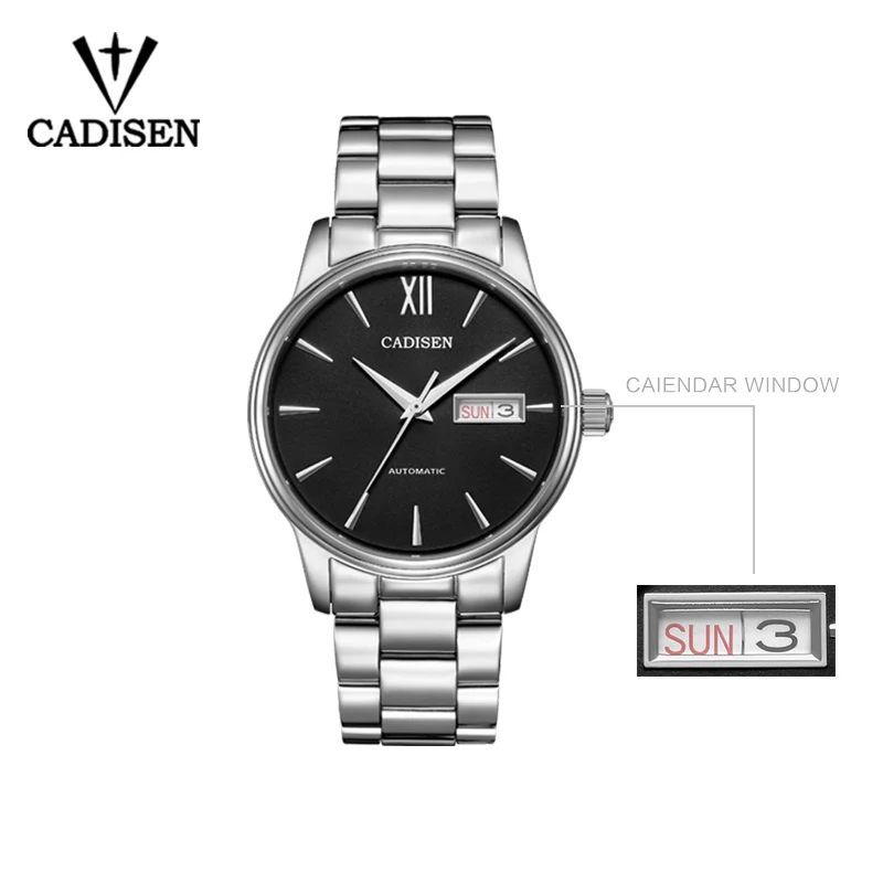 2019 CADISEN Brand Men Mechanical Watch Automatic Role Date Fashione luxury Submariner Clock Male Reloj Hombre Relogio Masculino
