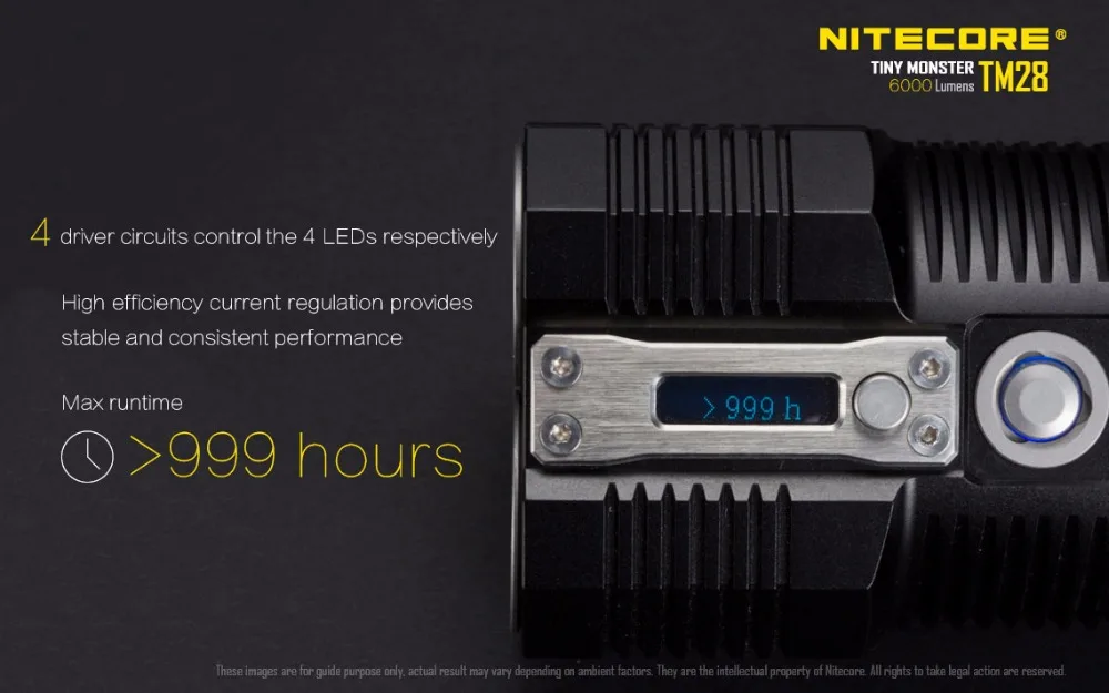 Baterias plus Nhm10 m plus 4 18650 High Lumen Nitecore Tm28 Lanterna Led 4 Cree 6000lm Xhp35 oi Distância Feixe 655 3100 Mah Titular 8 Alta distância de feixe 655 m +