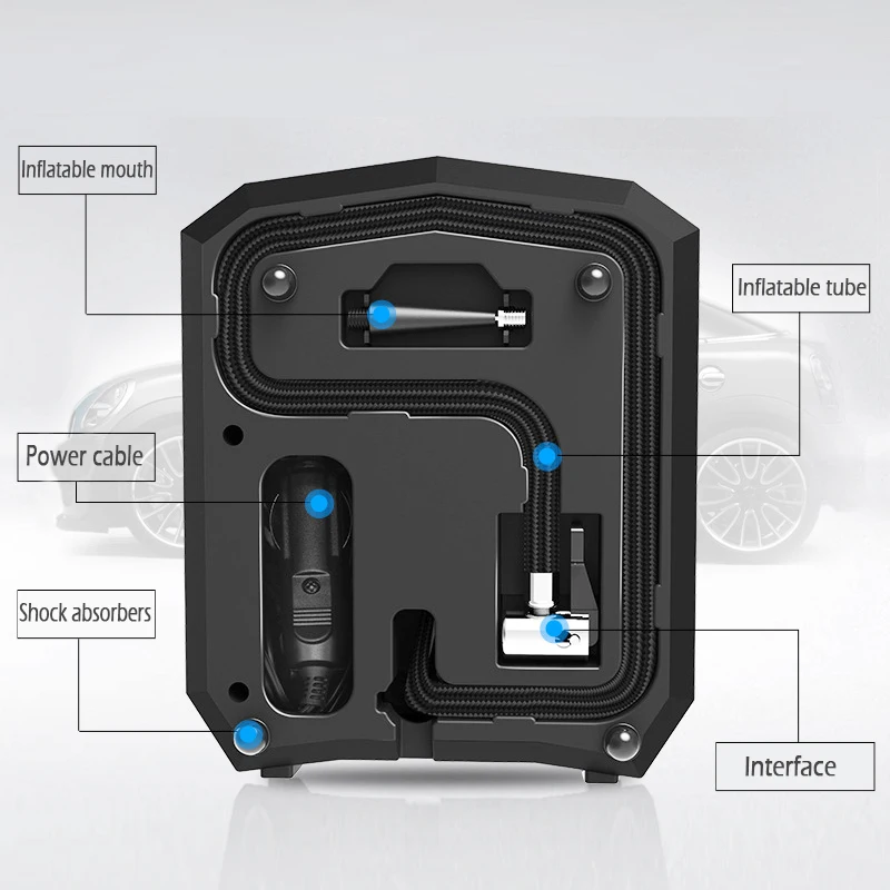 Автомобильный воздушный компрессор, цифровой насос для шин, 12 В постоянного тока, 120 Вт, 150 фунтов/кв. дюйм, автомобильный воздушный насос с манометром автоматического отключения и мощным аварийным сигналом