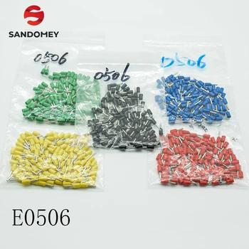 

100PCS/Pack E0506 Tube insulating Insulated terminals 0.5MM2 Cable Wire Connector Insulating Crimp Terminal Connector