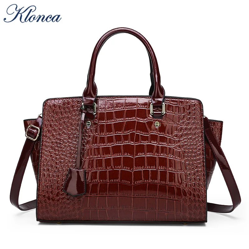 

Klonca PU Leather Female Bag Large Capacity 2019 New Fashion Alligator Wings Handbag Freeshipping Concise Shoulder Bag