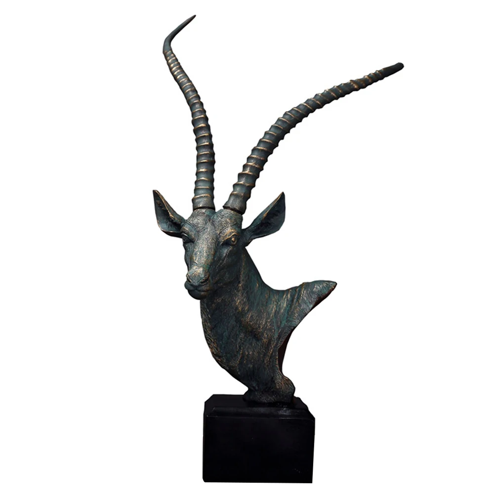 

1pc Vintage Creative Antelop Head Model Resin Desktop Display Ornament Figurines Crafts Decoration for Office Home