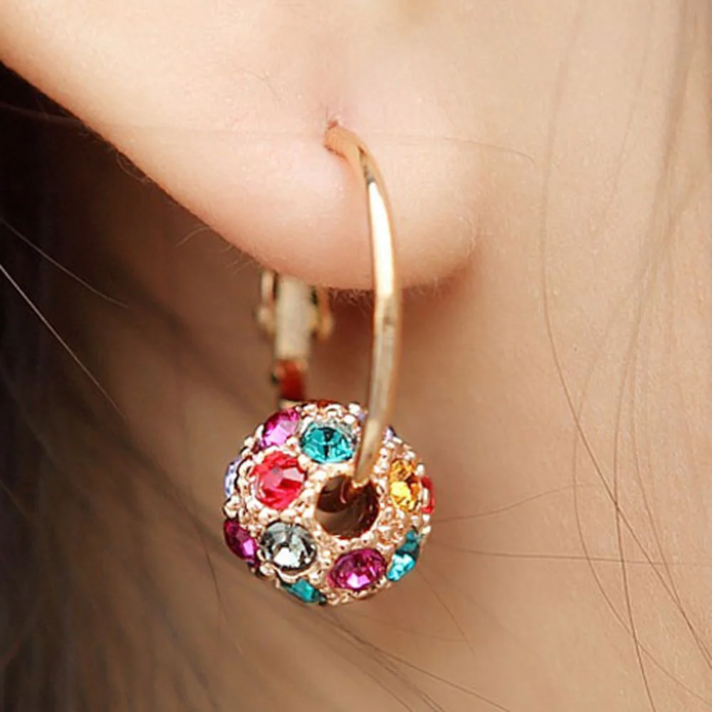 2018 New Exquisite 1 Pair of good luck ball Ear Hoops Earrings Earbobs
