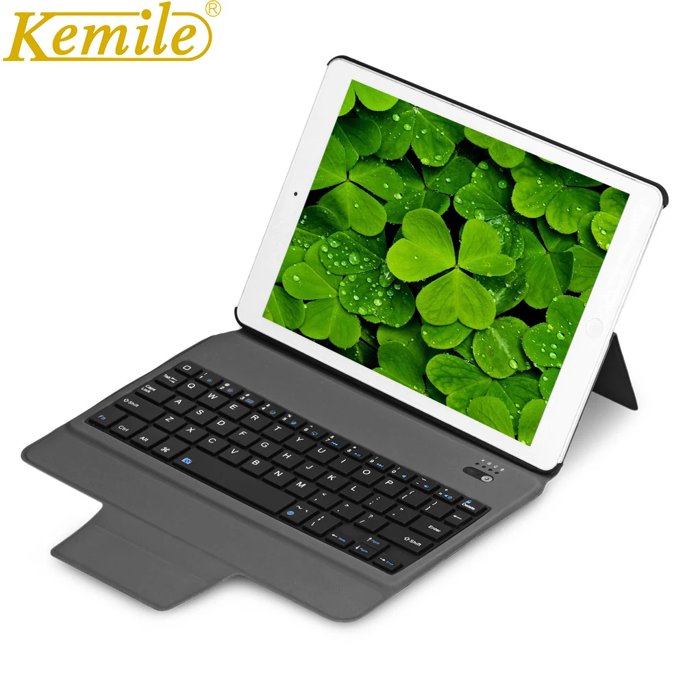 

kemile Ultra Slim Bluetooth Keyboard with Stand Smart Lightweight Leather Case Cover tablet Keypad klavye For iPad air 1 &2