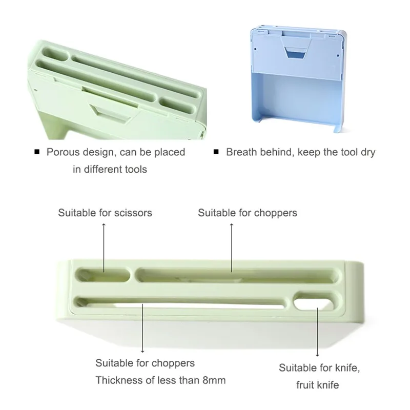 Кухонные аксессуары, скрытый настенный держатель для ножей, пластиковый стеллаж для хранения ножей, подставка для кухонных ножей, полка для повара, сумка для ножей