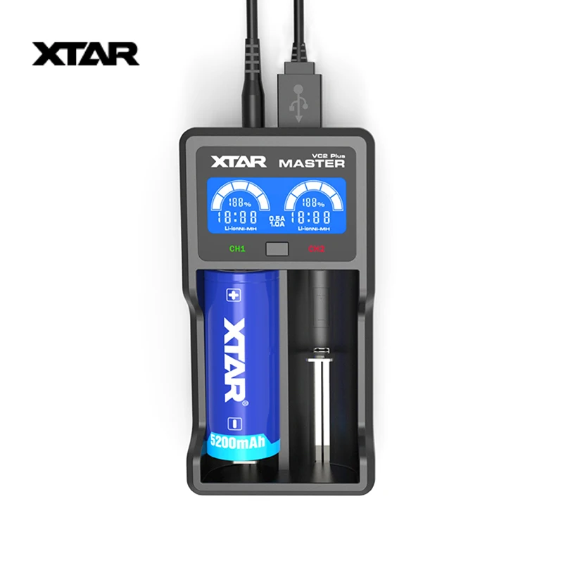 

XTAR VC2 Plus Smart Universal LCD Screen Display Battery Fast Charger for 10440/16340/14500/14650/17670/18350/18500/18650