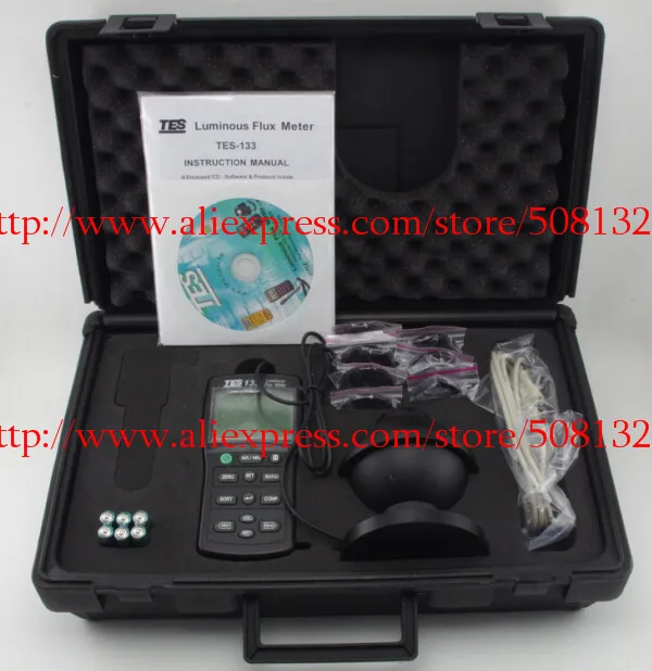 

TES-133 Luminous Flux Meter,Auto ranging from 0.05 to 7000 lumens TES133