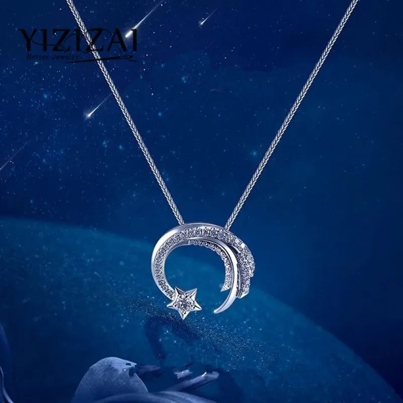 Модное серебряное ожерелье YIZIZAI с кулоном из кубического циркония Женское Ожерелье подарочное Ювелирное