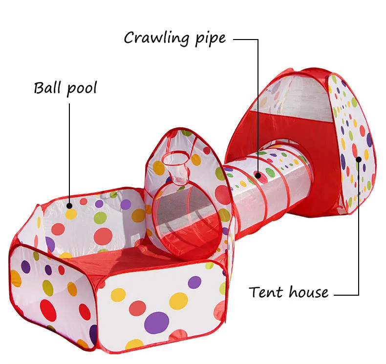 Игровая палатка Складная круглая туннельная палатка, комплект из трех предметов, морской шар, бассейн, крытый/Открытый Игровой домик, мяч, бассейн, Игрушки для маленьких детей
