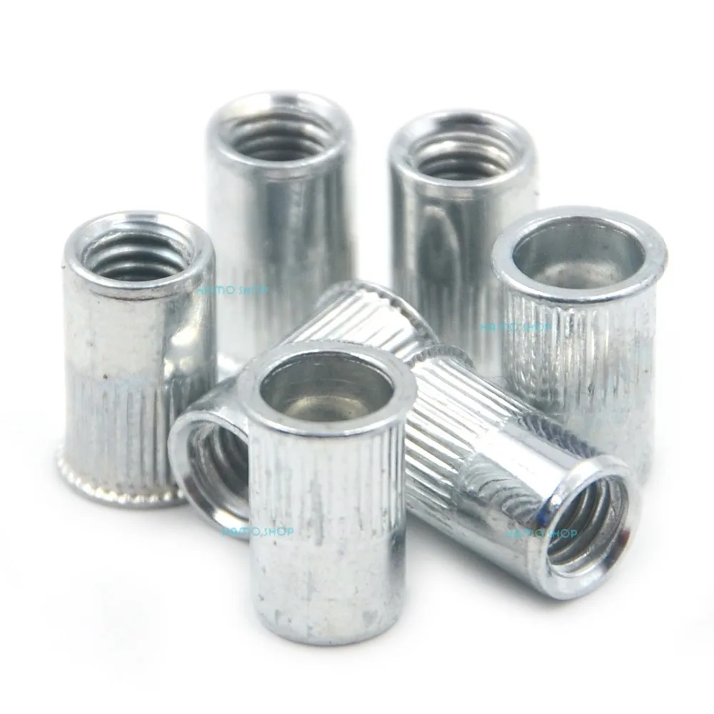 

50pcs High Quality M5 Rivet Nut Normal Head Nutserts Blind Insert Rivnut Steel Threaded Multi