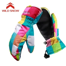 Детские лыжные перчатки, водонепроницаемые ветрозащитные перчатки для сноуборда, уличные теплые зимние лыжные перчатки, варежки для велоспорта для мальчиков и девочек