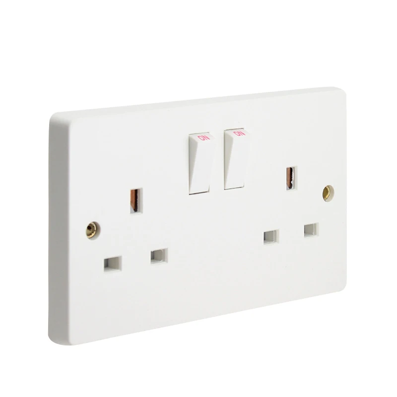 

13A 250V British Standard Electrical Double Outlet Switch 146mm * 86mm Wall Power Dual UK Socket Plug Grounded