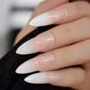 Ombre Extra largo clavo francés extrema aguja Sharp gradiente Nude blanco 24 uñas de acrílico al por mayor manicura consejos ► Foto 2/6