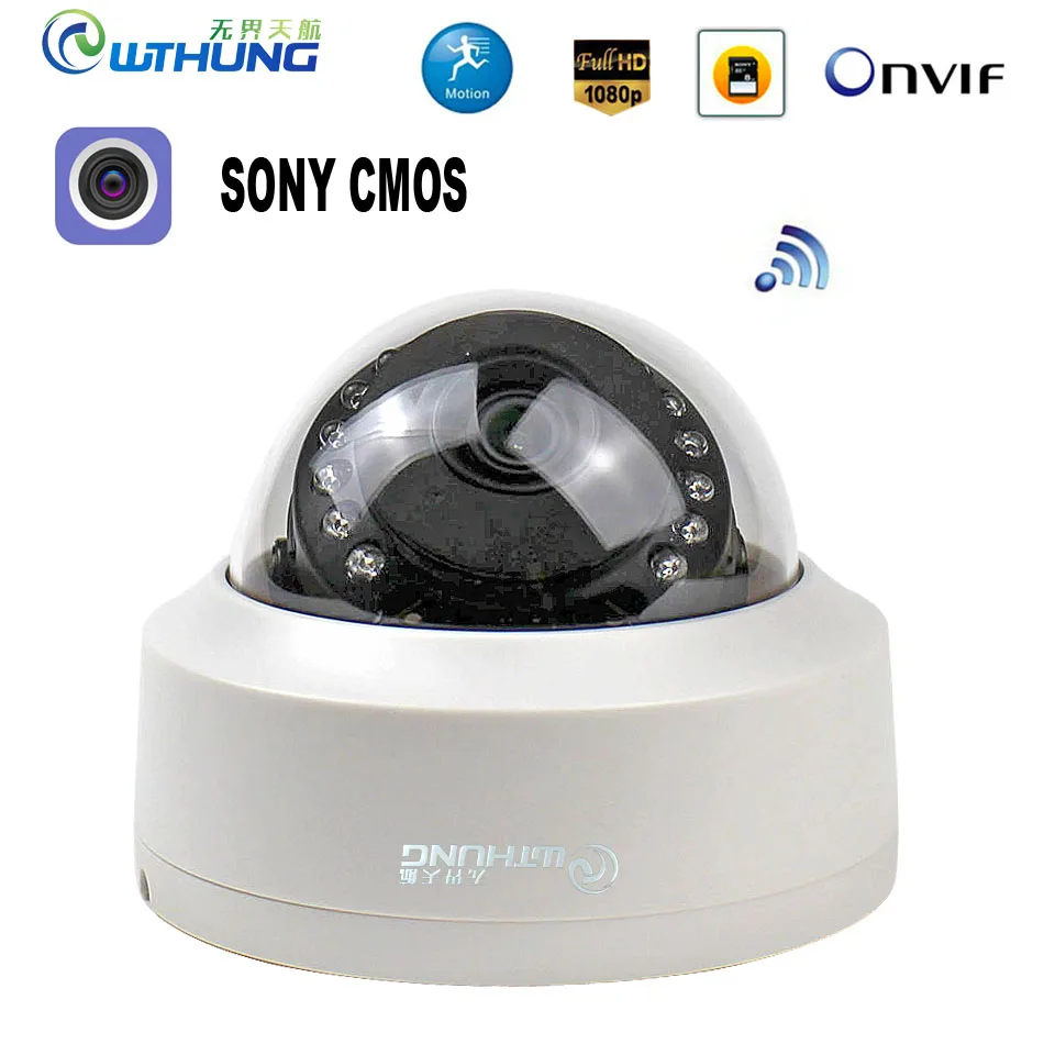 Беспроводная IP камера видеонаблюдения купольная 1080P SONY323 960P 720P P2P Onvif Аудио ИК