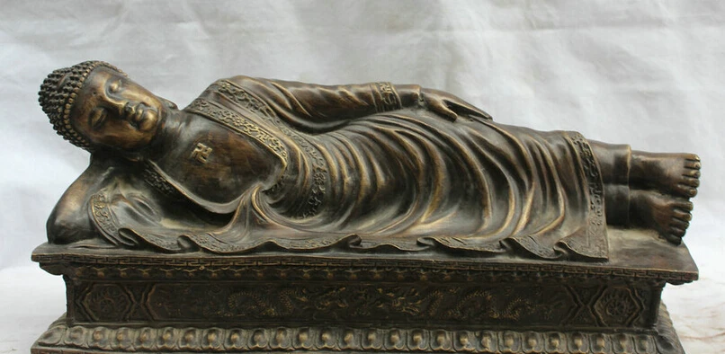 

Collectible bronze S2165 18" Tibet Buddhism Copper sleep Shakyamuni Amitabha Buddha Sakyamuni Statue (B0328)