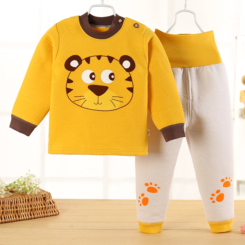HEYFRIEND/зимняя детская теплая одежда для сна с животными для мальчиков и девочек Детская Хлопковая пижама, толстые рубашки+ штаны комплекты одежды для малышей из 2 предметов