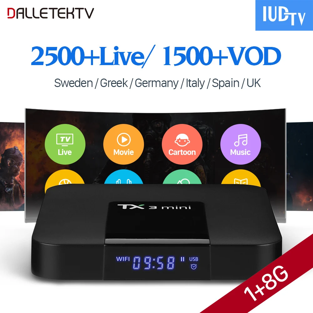 

TX3 MINI TV Box Smart Android 7.1 Europe IP TV 2500+ 1 Year IUDTV Code IPTV Sweden Belgium Spain Nordic Arabic IPTV Top Box