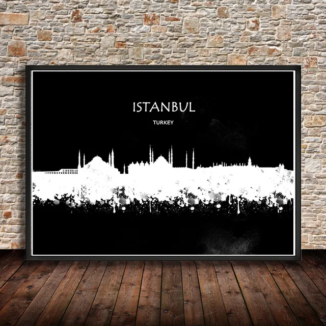 World City ISTANBUL Turkey Watercolor Painting Abstract Wall Art PRINT