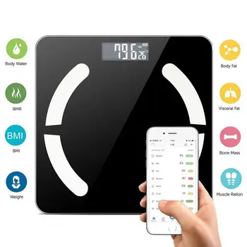 

Bluetooth LCD Digital Smart Scale Body Weight Fat BMI Bone Analyzer APP