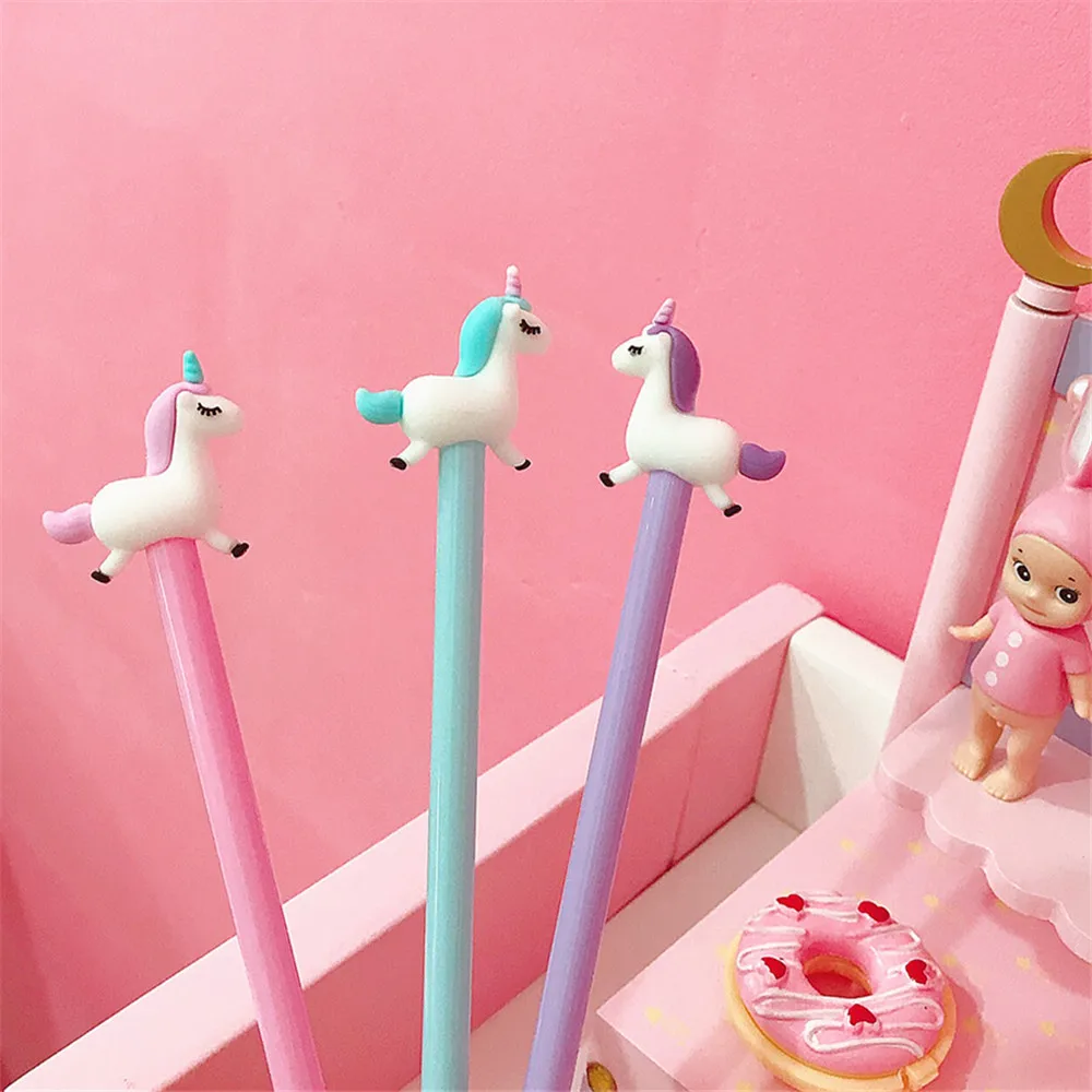 36 pcs/Lot Colorful jumping unicorn gel ink pen 0.5mm ballpoint Black