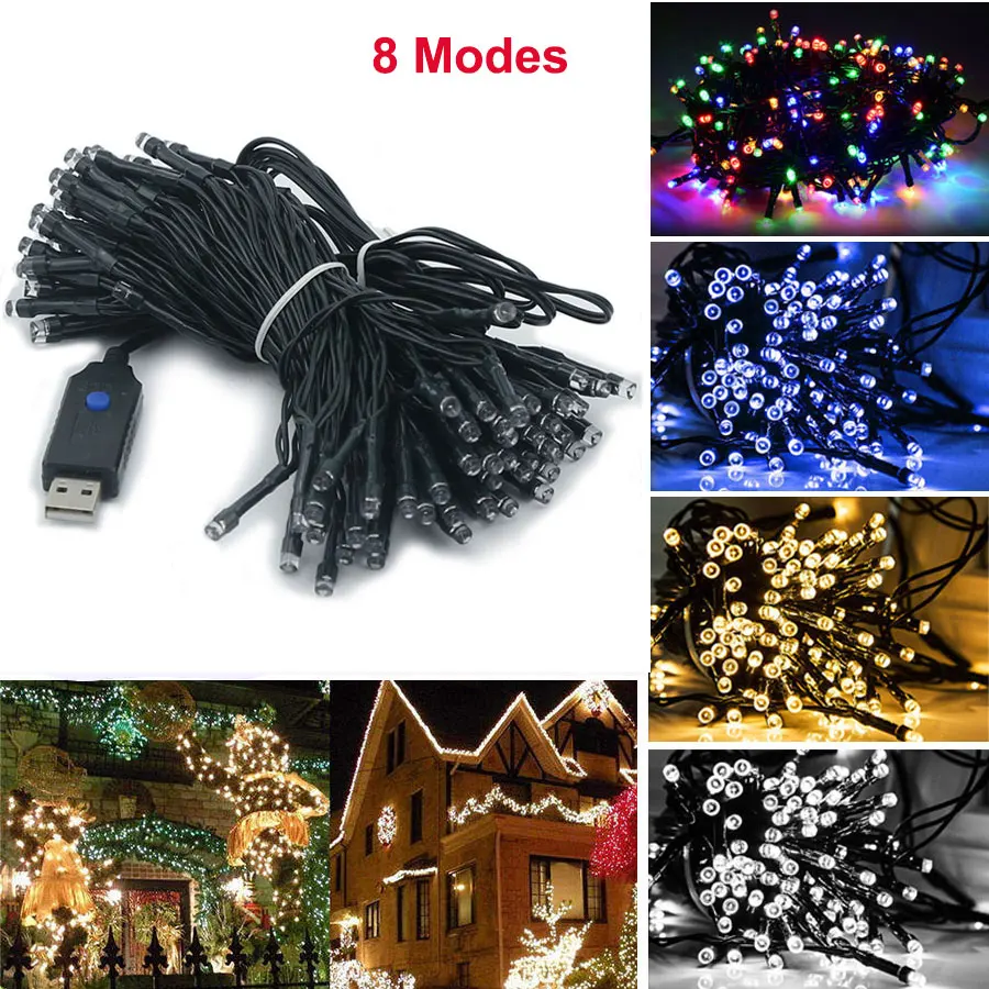 

USB DC5V LED String Light 12M 22M 8 Mode Display Waterproof Christmas Decoration Lighting Wedding Party Garden String Fairy Lamp