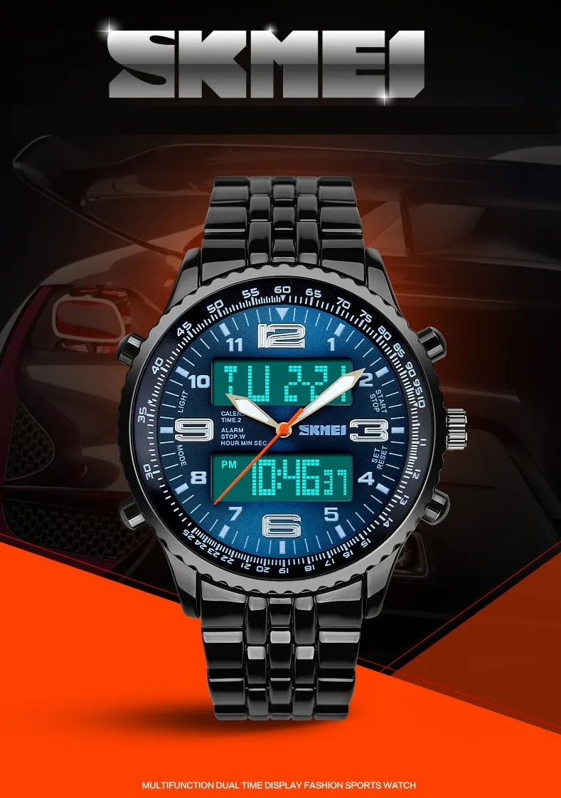 Relógio-Masculino-De-Pulso-De-Aço-Skmei-Analógico-E-Digital-Á-Prova-De-Água