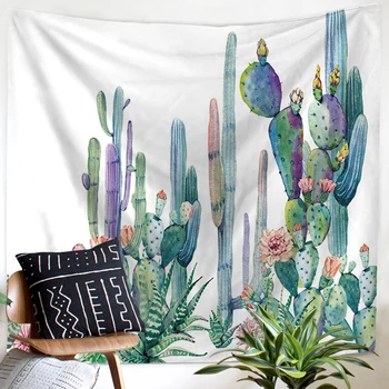 

Cactus Watercolor Hanging Wall Tapestry Mandala Bohemian Tapestries Landscape Wallpaper Wall Art Home Decor Drop Shipping