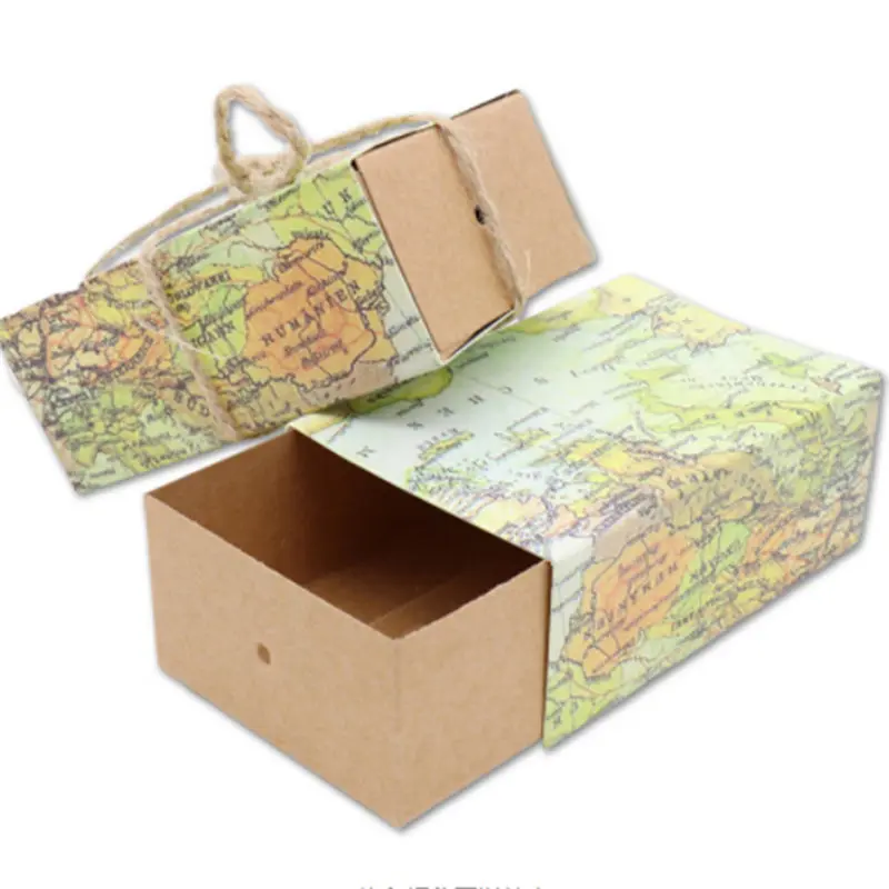 

10pcs Novelty World Map Vintage Kraft Paper Candy Box Gift Bag Wedding Gift Baby Shower Favors Birthday Party Supply