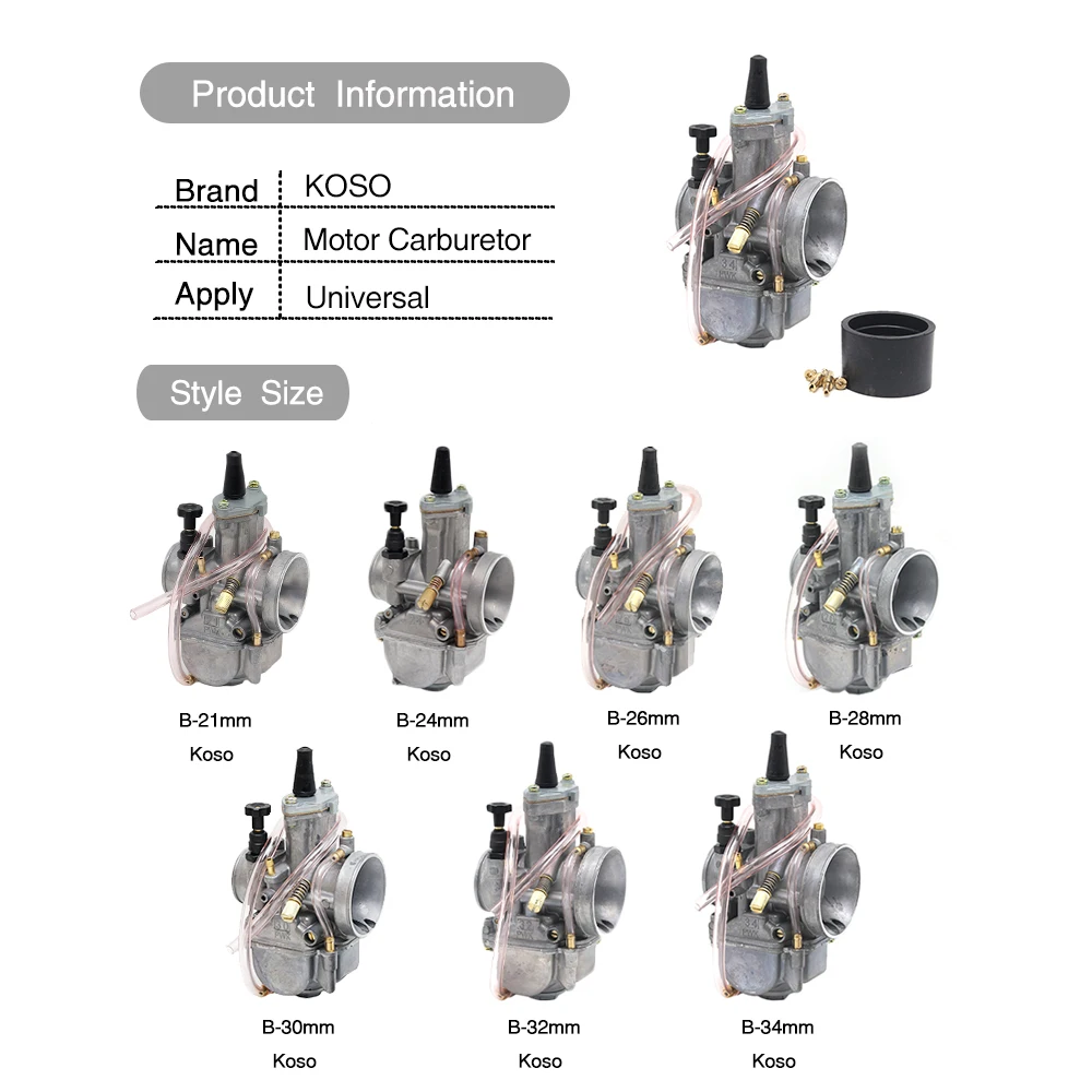 ZSDTRP универсальный для Keihin Koso OKO МОТОЦИКЛ КАРБЮРАТОР 21 24 26 28 30 32 34 мм с мощностью Jet Dirt Bike 2T 4T PWK Carburador