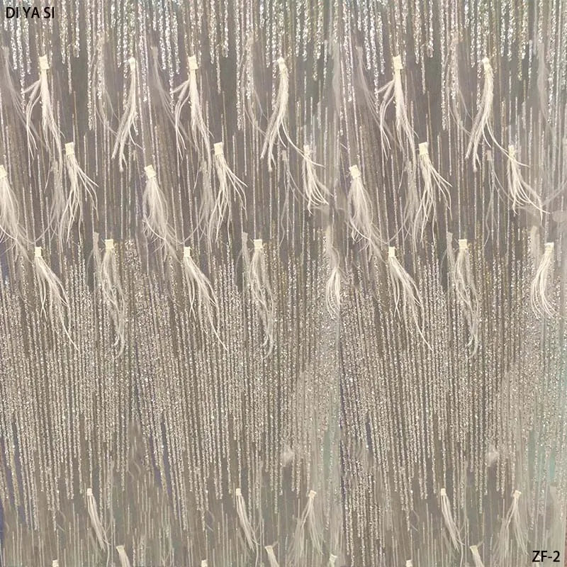 Свадебное платье ткань высокого качества перо вышитая французская сетка тюль африканская нигерийская кружевная ткань перо ткань ZF-2