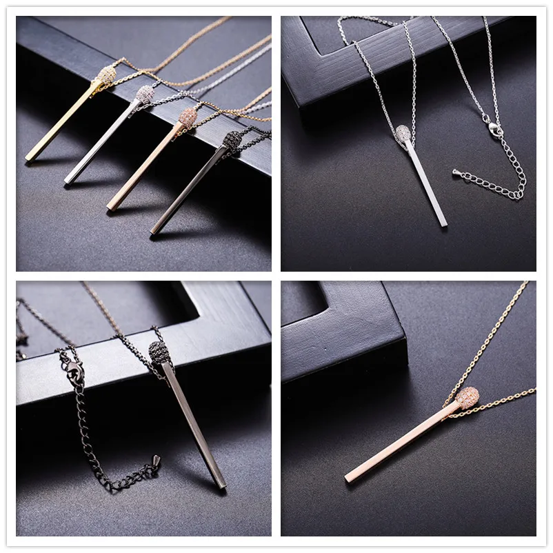 

OLOEY 2019 Creative New Silver Match Necklace Clavicle Chain Three-dimensional Stick Pendant Women Necklace Jewelry Accessories