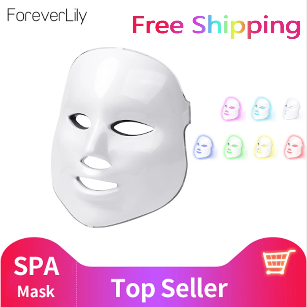 

foreverlily Beauty Photon LED Facial Mask Therapy 7 colors Light Skin Care Rejuvenation Wrinkle Acne Removal Face Beauty Spa